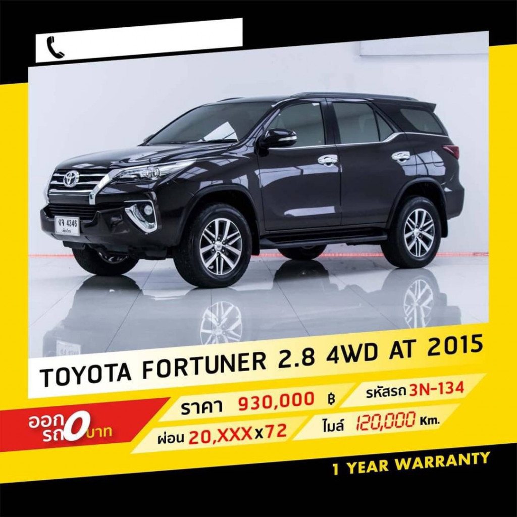 รถมือสอง TOYOTA FORTUNER 2015 ขายอยู่บนเว็บไซต์ตลาดรถออนไลน์ GUCARS